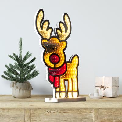 OTTO HOME LED Dekofigur "LED-Rentier Evvina", gold (warmweiß, rot, orange), Leuchten, Infinity Effekt, Weihnachtsdeko für Innen, beidseitig beleuchte