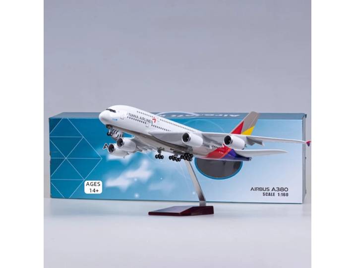 Modèle d'avion A380 en résine de 47 cm avec éclairage, modèle d'avion simulé avec train d'atterrissage pour un grand avion