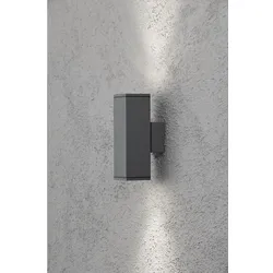 Konstsmide Außen-Wandleuchte MONZA, mit doppeltem Lichtkegel, 2xGU10, IP44, anthrazit, Aluminium Klarglas KON-7907-370