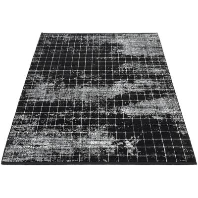 Teppich WK WOHNEN "BLACKLINE QUADRO", schwarz (schwarz, grau), B:200cm H:8mm L:290cm, Polyacryl, Viskose, Teppiche, Teppich, fein eingefasst, sowie speziell veredelt, besonders flache Struktur