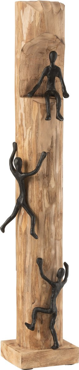 J-Line Decoratie Figuren Klimmen - Zwart - Hout en Aluminium