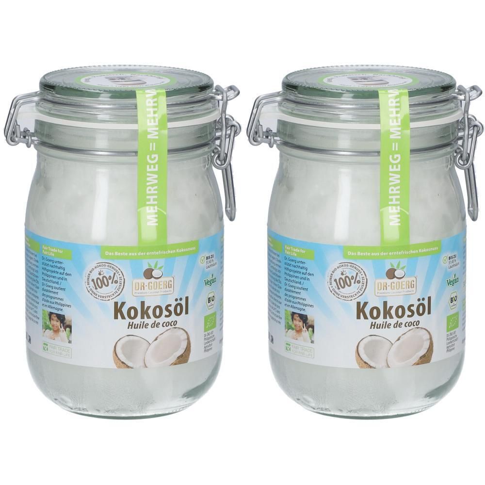 Bio-Kokosöl 'Bügelglas' 2x 2x1000 ml