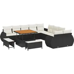 vidaXL Garten-Sofa-Set 13 pcs Schwarz Poly-Rattan