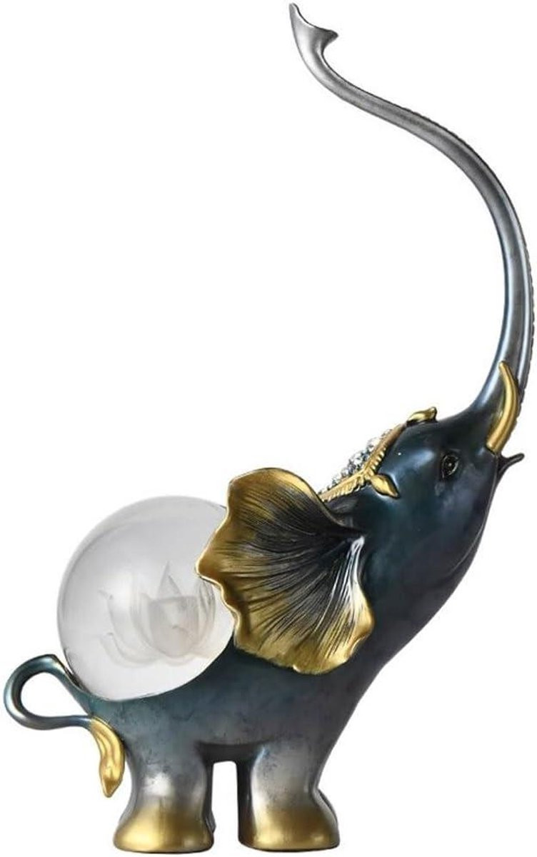 Olifant Ornament Decoratief Beeld Handgemaakt Metaal Zwart Hoogte: 29 cm