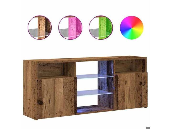 Console TV VENT-FLASH - Banc TV Meuble TV - avec lumières LED vieux bois bois d'ingénierie - Meuble de Salon（71090）ZLH