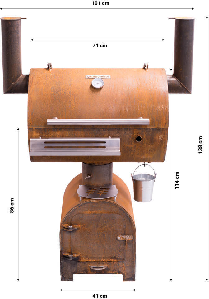 GrillSymbol Smoker Holzkohlegrill Smoky Beast, Cortenstahl