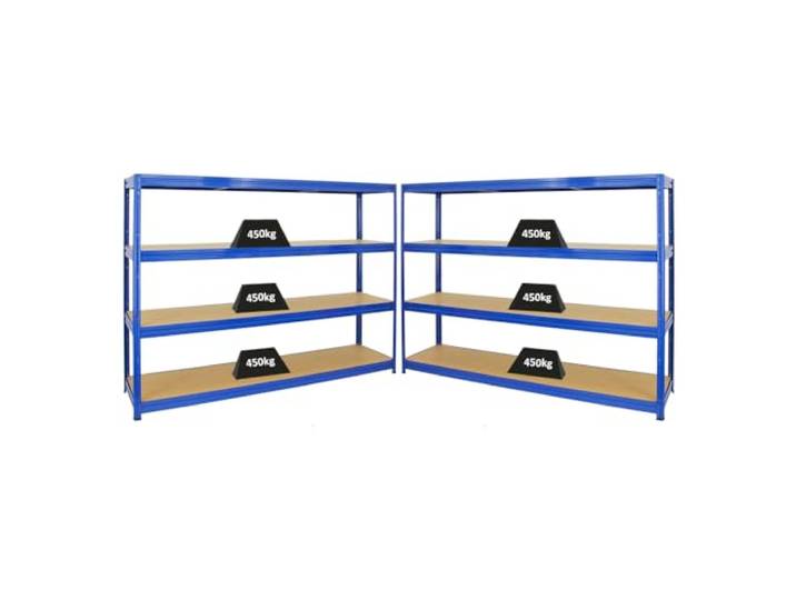 PROREGAL Mega Deal 2er-Sparset Profi-Schwerlastregal Dino HxBxT 180x240x60cm Fachlast 450kg Blau, Kellerregal, Steckregal, Garagenregal, Lagerregal