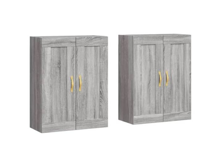 Wandschranke 2 Stk Grau Sonoma Holzwerkstoff Hängeschrank Wandmontage, Sideboard-Aufsatz nutzbar, glatte Oberfläche, stabil, feuchtigkeitsbeständig, für Alltagsgegenstände