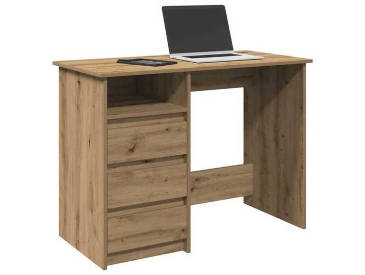 Bureau chêne artisanal 102x50x75 cm bois d'ingénierie bureau d'ordinateur bureau debout bureau avec rangement 860471