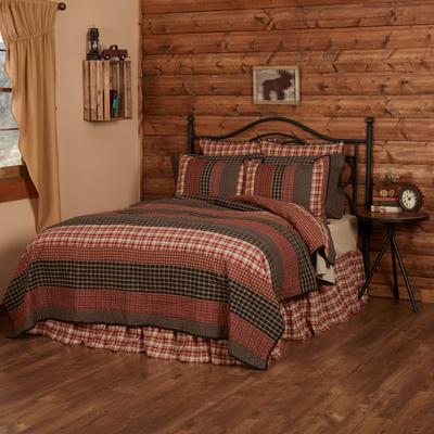 VHC Brands Red Rustic Bedding VHC Beckham Quilt Cotton Striped Patchwork