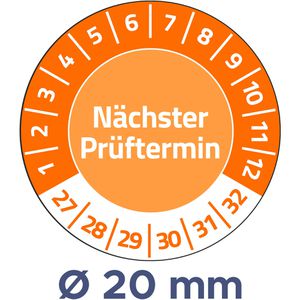 Zweckform Prüfplaketten 6989, nächster Prüftermin, 2027-2032, orange, Ø 20mm, abziehsicher, 120 Stück