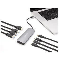 Delock 7 Port (USB-C, 7 Ports), Dockingstation + USB Hub, Grau
