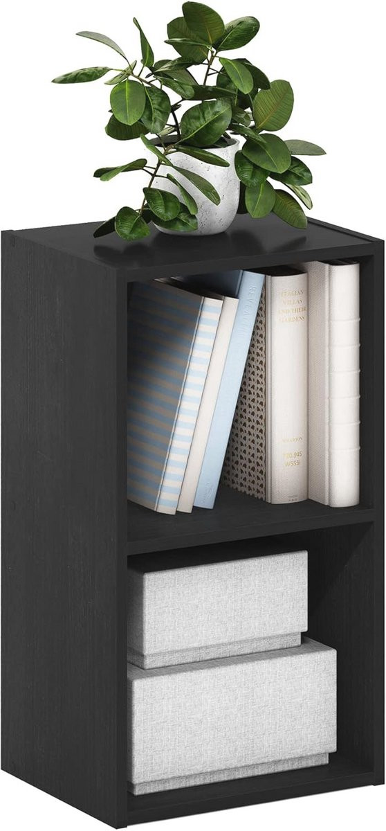2-laags Cube Boekenkast in Zwartwood voor Compacte Opbergruimte