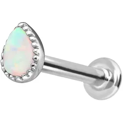 14 Karat Gold Labret mit Innengewinde SYNTHETISCHER OPALTROPFEN