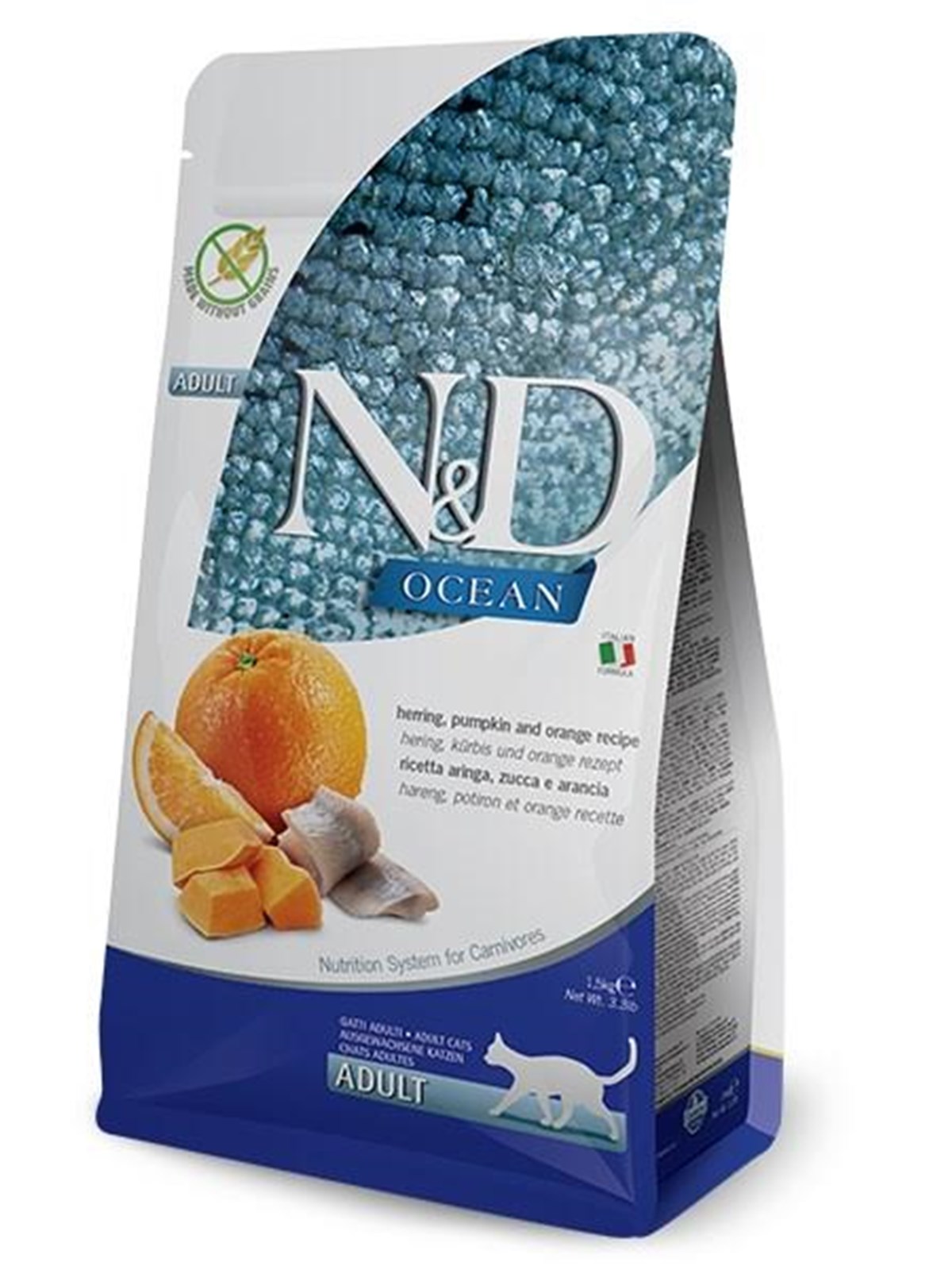 Farmina N&D Ocean Herring Pumpkin&Orange Adult - Trockenfutter für Katzen - 1,5 kg