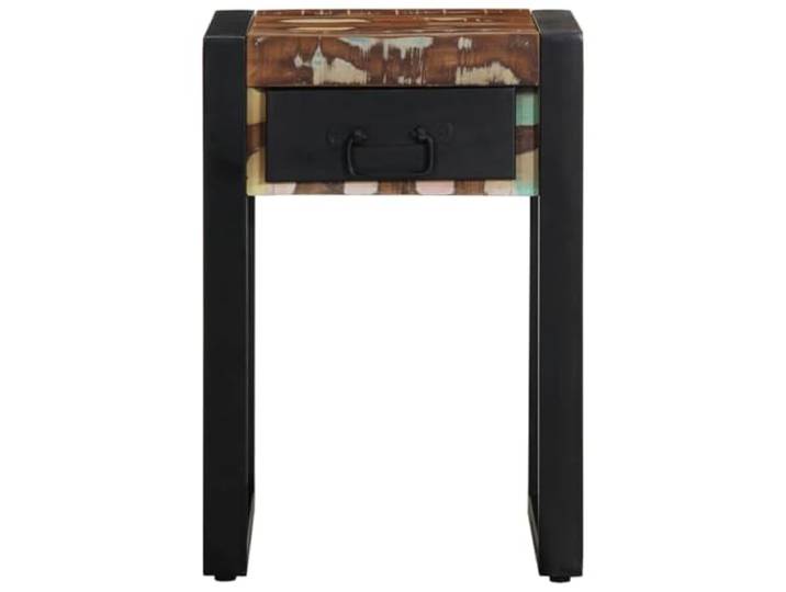 KTHLBRH Mehrfarbiger Couchtisch 35 x 35 x 50 cm Massivholz Recupero 1 Schublade, 1 offene Ablage, robuste Tischplatte, Teakholz und Mango, Montage erforderlich, Mehrzwecknutzung