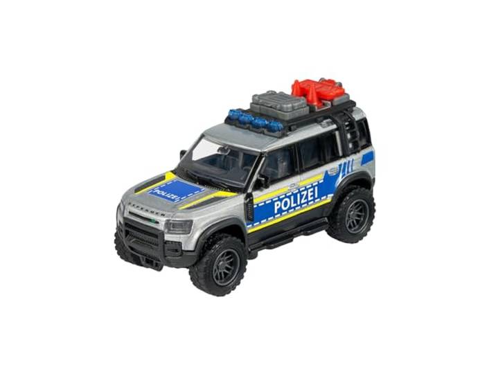 Majorette Auto Land Rover Defender 90 Police (12,5 cm) - großes Polizeiauto mit Metall-Kabine, Freilauf & Zubehör, Polizei-Spielzeug für Kinder ab 3 Jahre