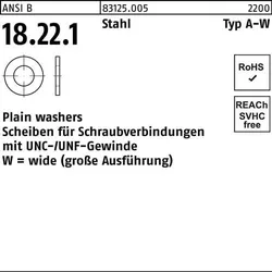 Unterlegscheibe ANSI B18.22.1 Typ W 3/8x 1,000 Stahl 500 Stück