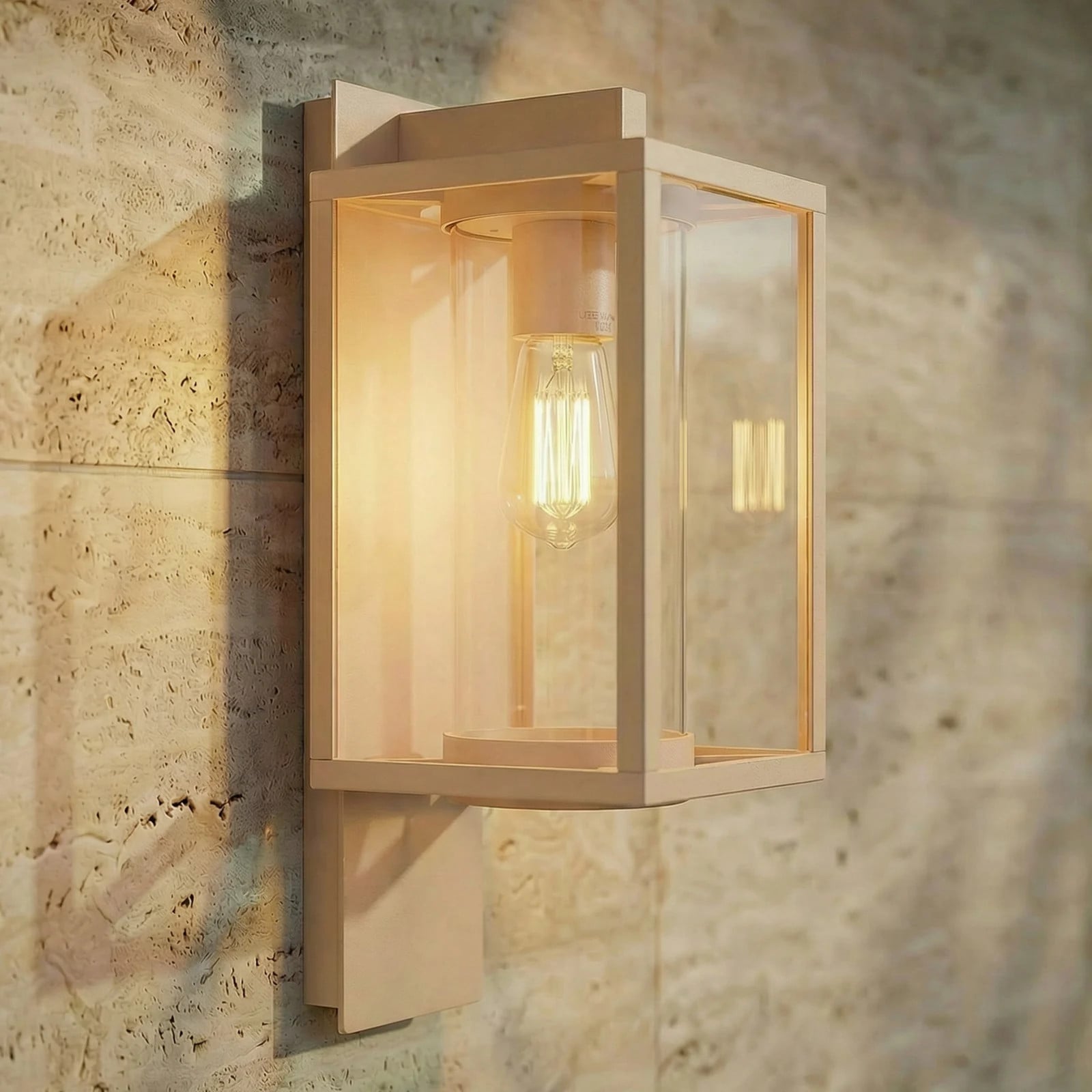 Lucande Ferda Buitenwandlamp Beige Aluminium Modern IP44 Dimmbaar