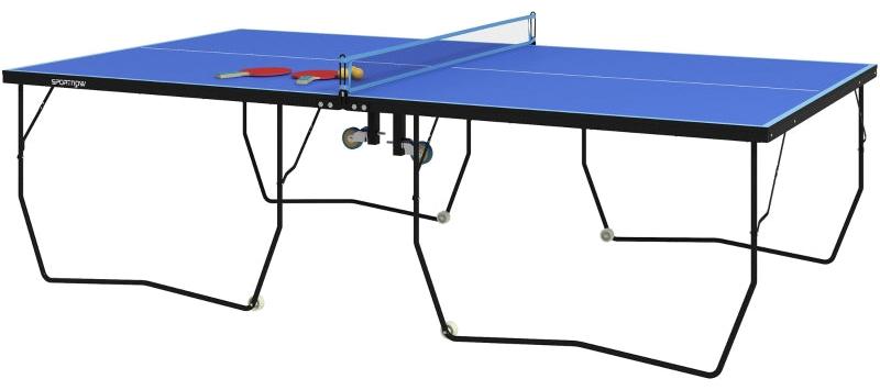 Klappbare Tischtennisplatte mit Netz und Schlägern | Farbe: Blau | Abmessungen: 152,5 x 274 x 76 cm