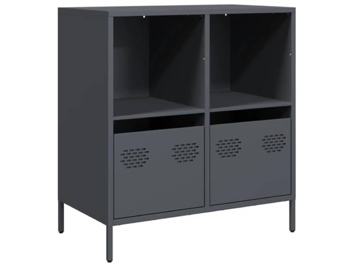 GFMGUEMV Sideboard Anthrazit 68x39x73,5 cm aus Kaltgewalztem Stahl Sideboard, Anthrazit, Kaltgewalzter Stahl, Schubladen, offene Fächer, Metallfüße, pflegeleicht, vielseitig