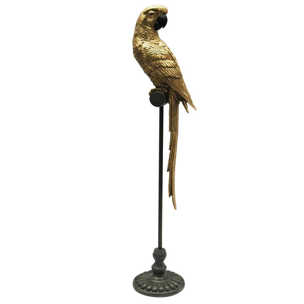 Ambia Home Dekovogel, Schwarz, Gold, Metall, Kunststoff, Uni, Vogel, 15x65x13 cm, Kunsthandwerk, zum Stellen, handgemacht, handgemalt, Dekoration, Skulpturen & Dekoobjekte, Dekotiere