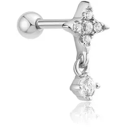 ANIA HAIE - SINGLE EARRING - STAR DANGLE BARBELL - silver