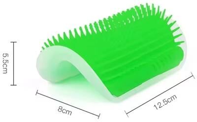 Inspire Select Cat Corner Self Groomer Brush Wall Corner Mounted Massager & Hair Remover For Cats green