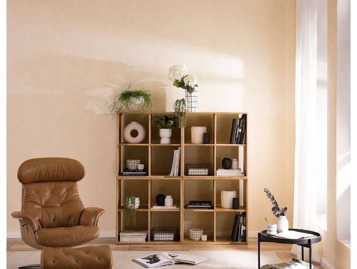 Massives Regal 148 cm offen Massivholz Wildeiche, geölt Braun 148 x 148 x 35cm