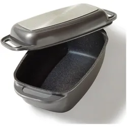 Stoneline Bräter 40 x 22 cm mit Deckel, Backofen und Induktion geeignet, Antihaftbeschichtung, grau, Pfanne + Kochtopf, Grau