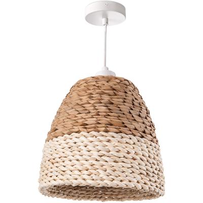 PACO HOME Pendelleuchte "Basto", weiß (beige, natur), 1, Ø 25cm H: 24,5cm, Leuchten, Deckenlampe LED Wohnzimmer Und Schlafzimmer, Gras, Deko E27, Pendelleuchte