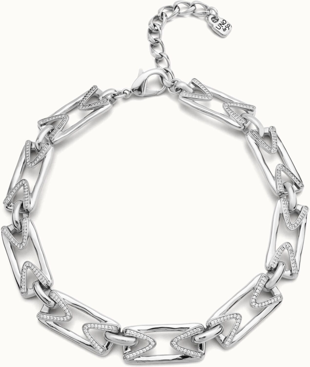 UNOde50 Collar bañado en plata de ley con eslabones rectangulares Blanco U