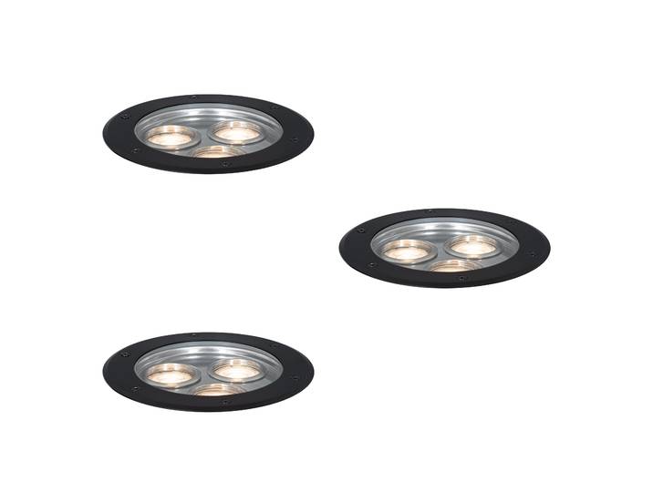 Ensemble de 3 spots de sol modernes noirs 3 lumières IP65 -