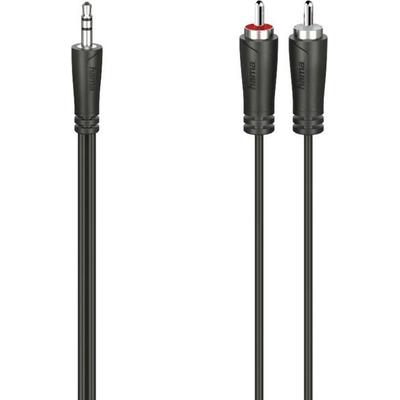 Hama 00200721 Klinke / Cinch Audio Anschlusskabel [1x Klinkenstecker 3.5 mm - 2x Cinch-Stecker] 5 m Schwarz