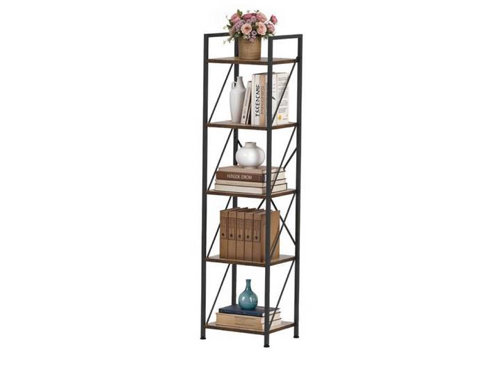 Bibliothèque étroite Balconera 5 niveaux - Style industriel - Salon/chambre - Marron rustique 158 x 40 x 30cm
