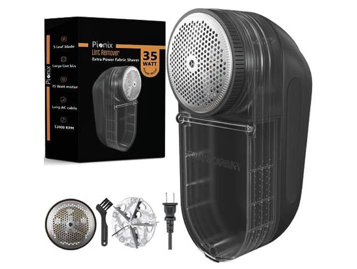 Pionix Extra Power Textilrasierer – 35 W elektrischer Fusselentferner für Kleidung/Polster/Möbel/Couch – Geschwindigkeit von 12000 U/min – robuster Pullover-Rasierer zum Entfernen von Pilling – großer
