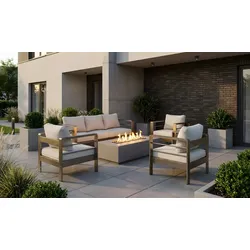 Outdoor Garnitur Cosenza – Aluminium / Kunstholz, Natur – moderne Gartenlounge – 4-teiliges Gartenmöbel Set für Terrassenmöbel