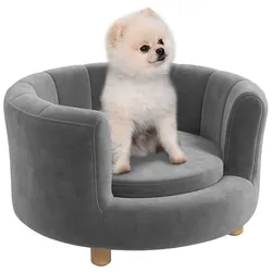 PawHut PawHut Hundesofa Hundecouch, Haustiersofa mit Rückenlehne Holzbeine, Grau