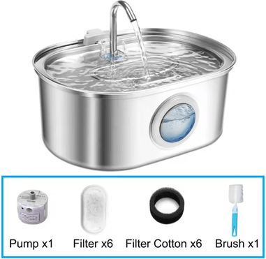 Inspire Curations AquaFlow 3.2L Stainless Steel Cat Water Fountain Smart Sensor Pet Drinking Dispenser kit A 3.2l
