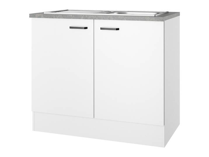 Meuble sous évier Variante B 100 x 88 x 60cm Blanc/Blanc