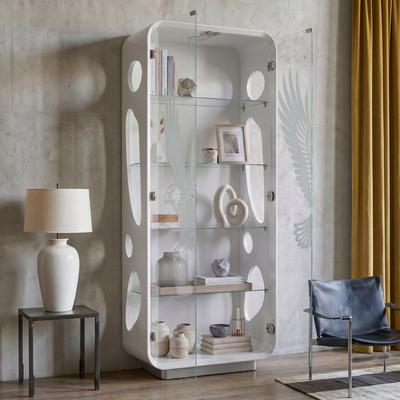 Homsee 74 Inch Tall Display Showcase Bookcase with LED Spotlight 5-Tier Freestanding Curio Cabinet with 22 LBS Glass Shelves