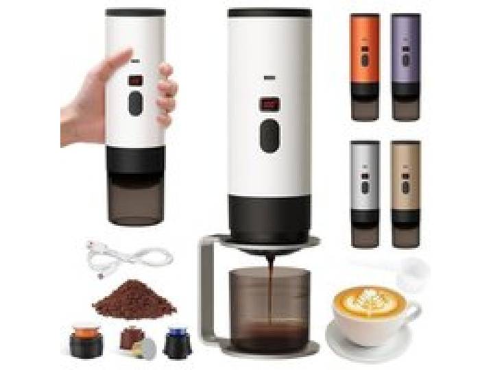 Machine à Café Portable avec Support Compatible Capsules et Café Moulu Base Stable pour Voyage Camping Bureau Maison