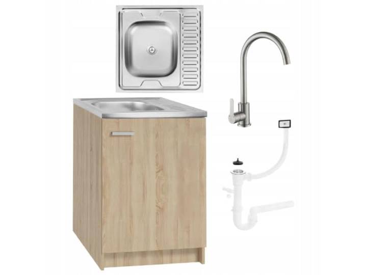 Stamar Spülenschrank Küchenschrank 60 cm Sonoma Spüle mit Armatur und Siphon Geschirrspüler Komplett Montagefertig