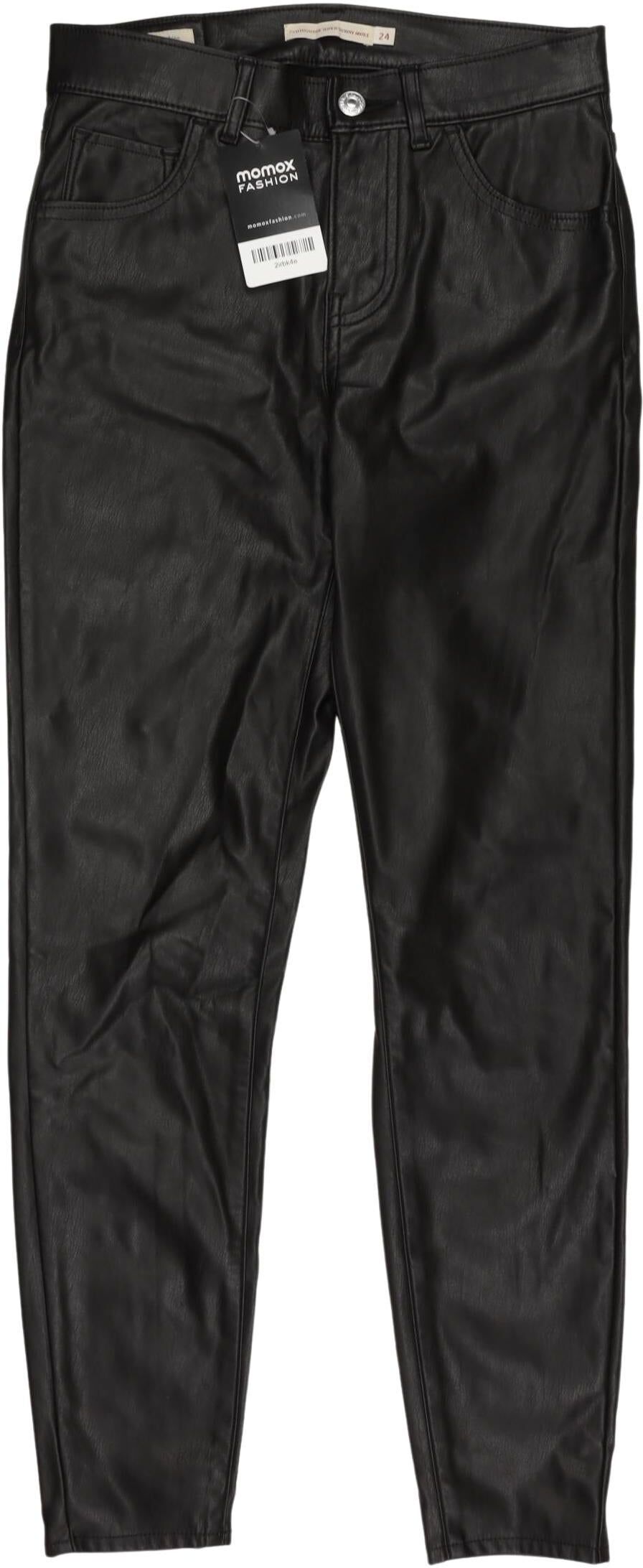 Levis Damen Stoffhose, Schwarz, Gr. W24, Kunstleder - Second Hand