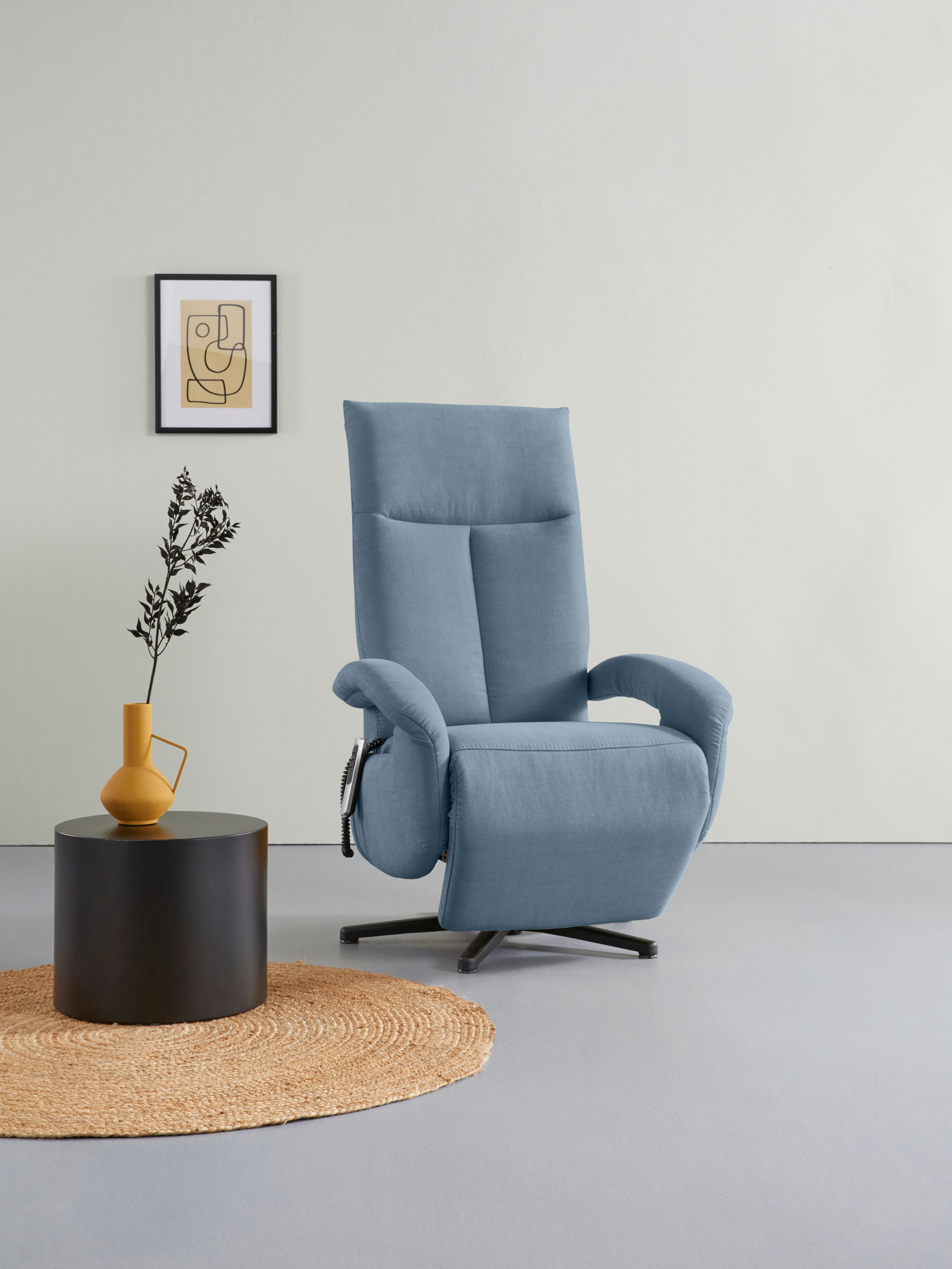 TV-Sessel SIT & MORE "Tycoon", blau (hellblau), B:74cm H:112cm T:82cm, 98% Polyester 2% Polyamid, Sessel, TV-Sessel, wahlweise manuell, mit zwei Motoren oder mit Akku oder mit 2 Motoren hellblau Olympia EASY CLEAN,mit 2 Motoren,mit Akku,Grösse M, B/H/T: 7