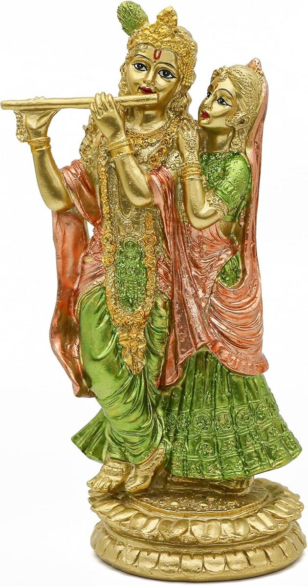 Radha Krishna Standbeeld - Indiase Goden Beeldje voor Huiskantoor, Tempel en Meditatie