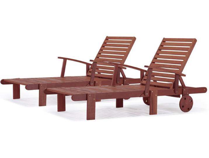 Lot de 2 bains de soleil pliant en bois exotique Tokyo - Mahogany - Marron acajou