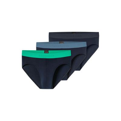 Slip SCHIESSER "Slip 3PACK Rio-Slip 3er Pack", Herren, Gr. XXL, bunt (blau, schwarz, grün), Obermaterial: 95% Baumwolle CO. 5% Elasthan EL., Unterhosen Slip