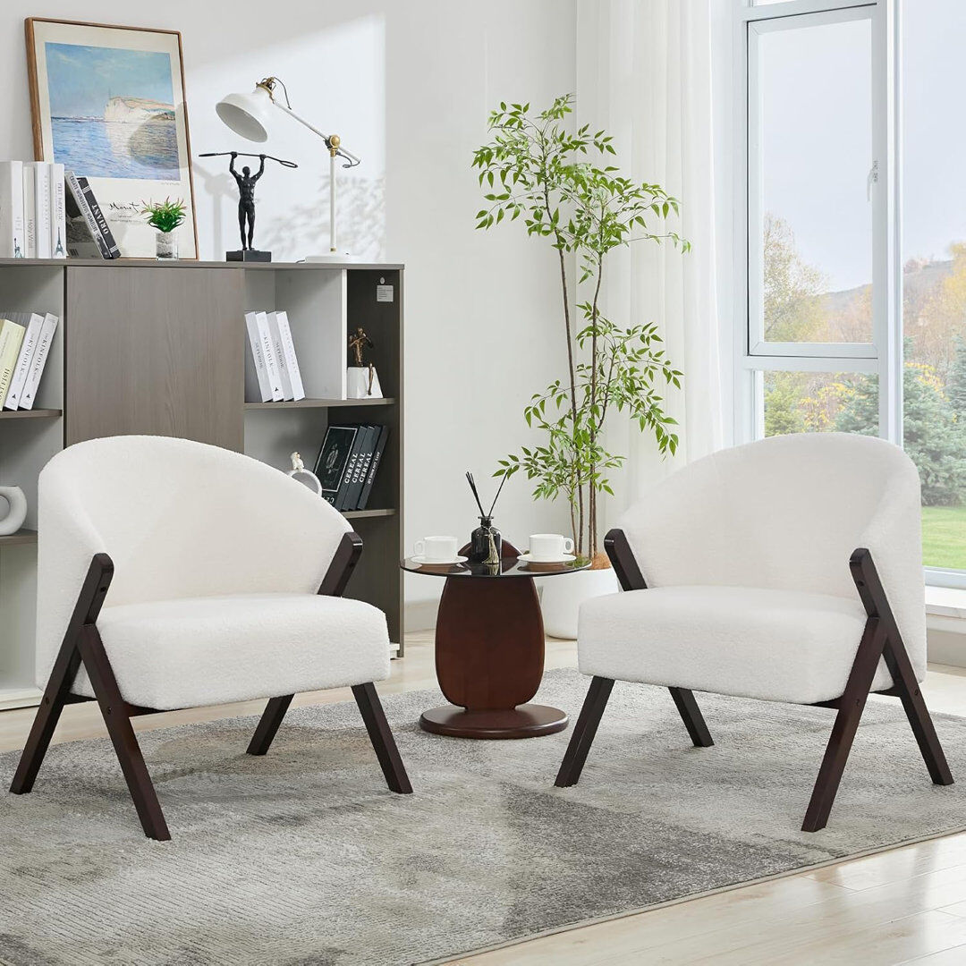 George Oliver Upholstered Lounge Chair Beige 80cm H X 70cm W X 65cm D