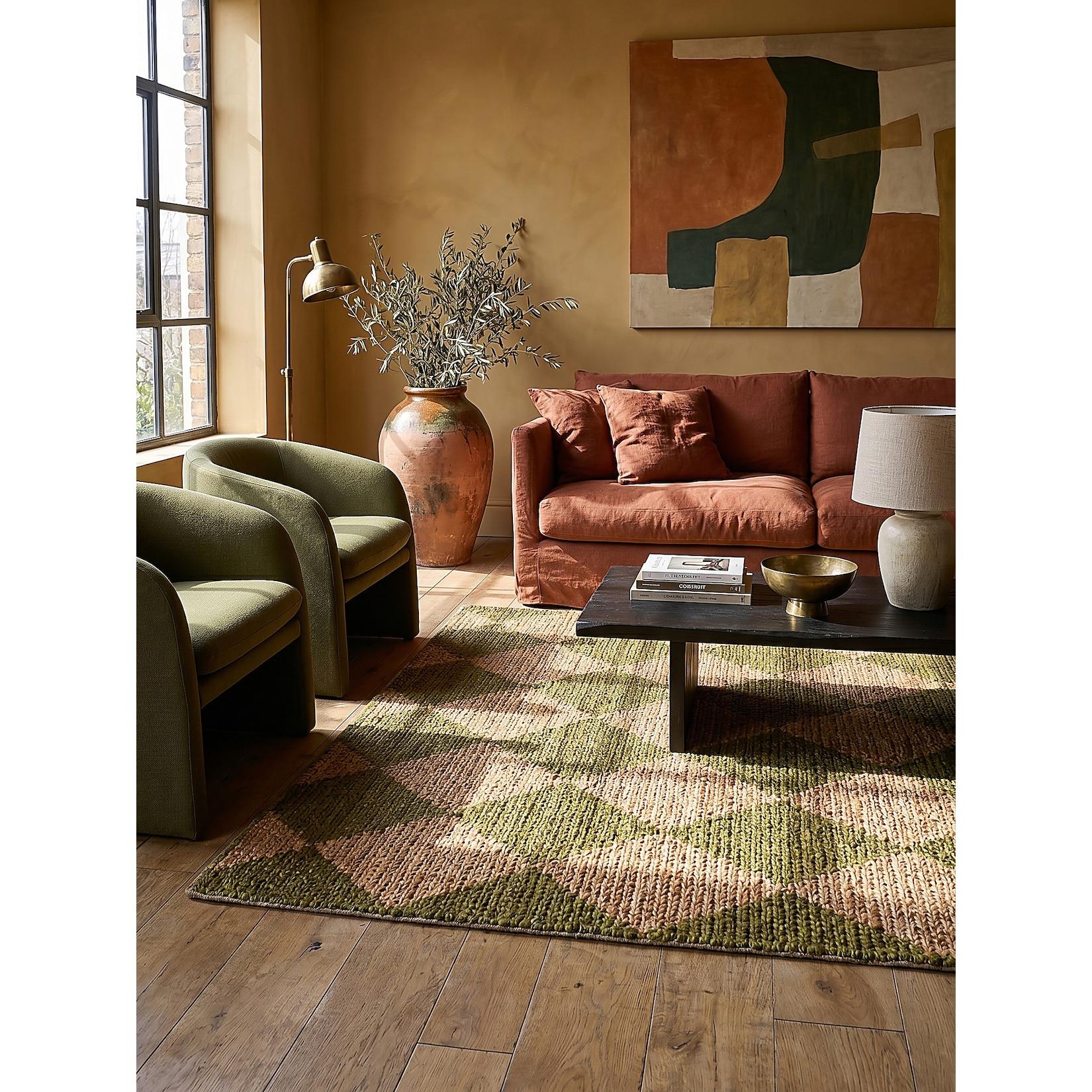 Jute-Teppich Rauten Olivegrün 160 x 230 cm - BAIN Kadima Design